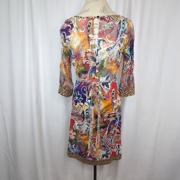 Sao Paolo Paisley Dress 8 Medium Orange Midi - Picture 8 of 11